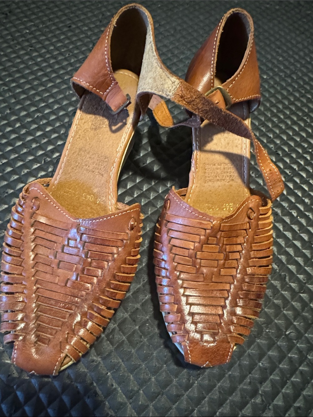 Women’s Brown Woven Leather Huarache Sandals